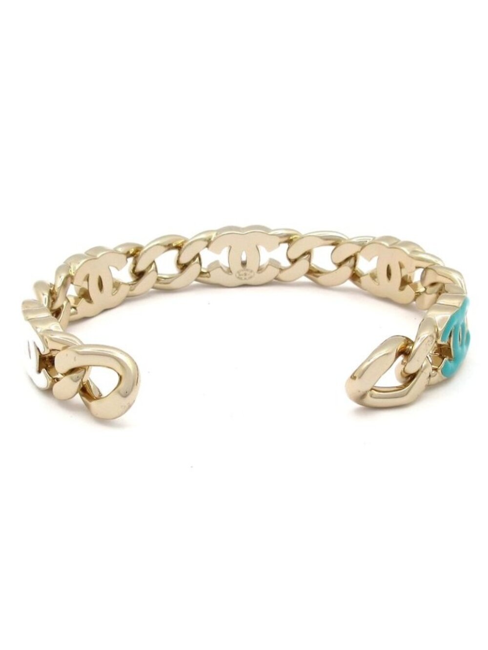 Chanel Bangle CC Logo Gold Pink Multi Bracelet - Picture 3 of 6